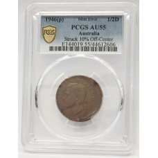 AUSTRALIA 1946 . HALF 1/2  PENNY . ERROR . MIS-STRIKE